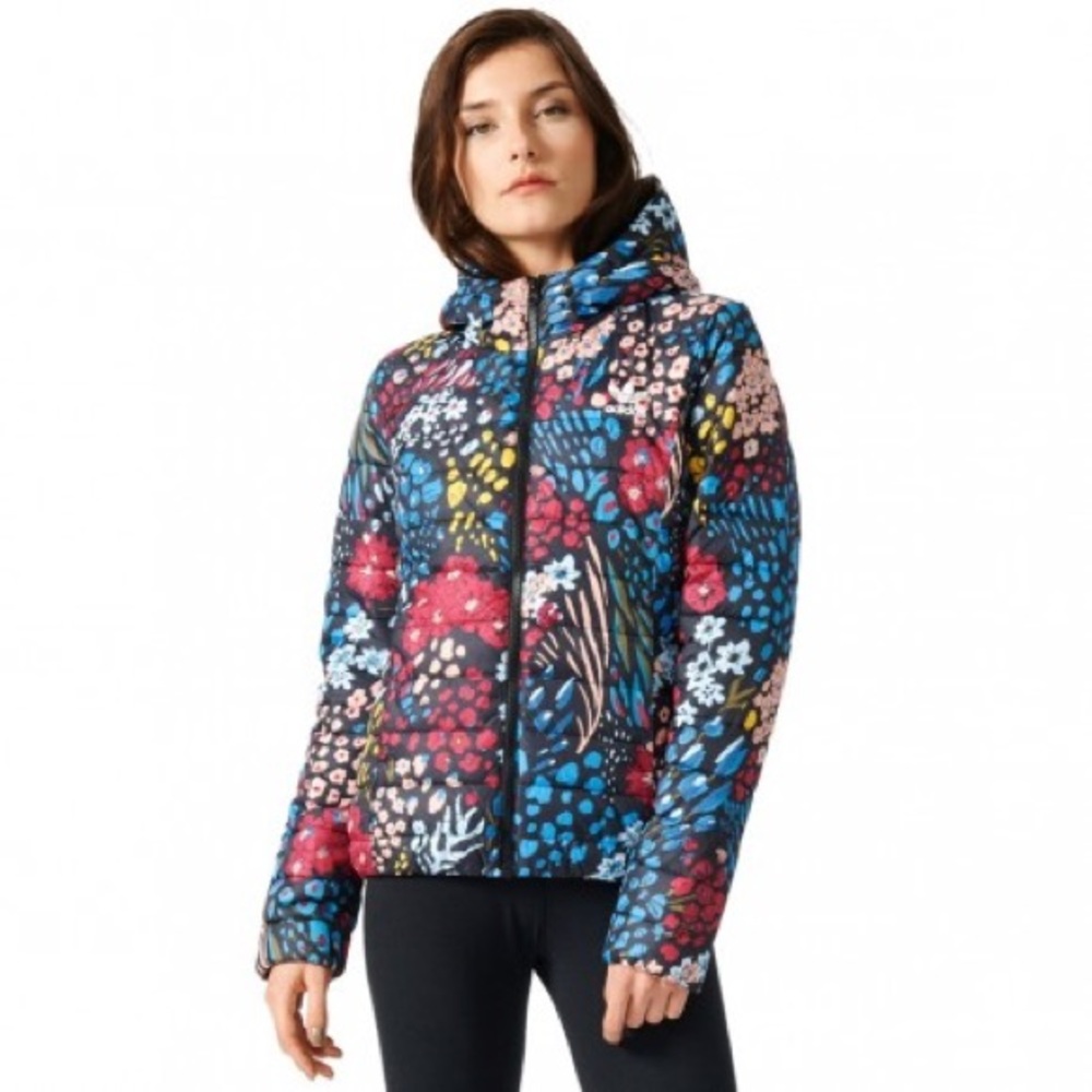 Adidas Slim AOP Hooded Jacket Floral Puffer MEDIUM